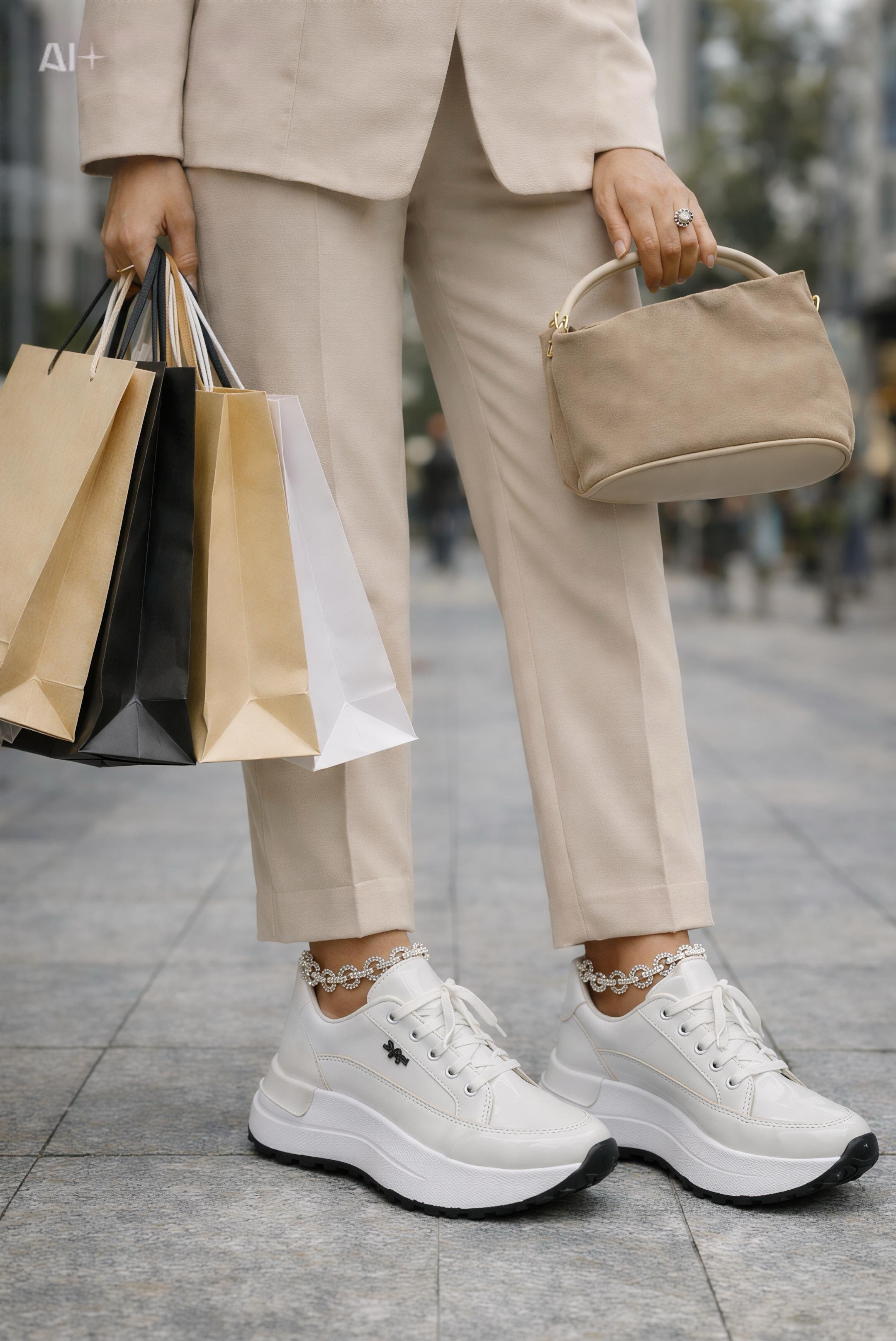 Sandip Yüksek Tabanlı Spor Ayakkabı Beyaz - Spor Ayakkabı