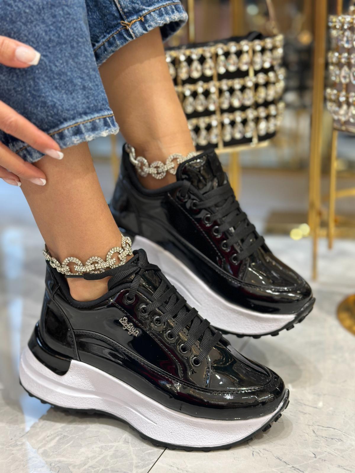 Sandip Yüksek Tabanlı Spor Ayakkabı Siyah - Spor Ayakkabı