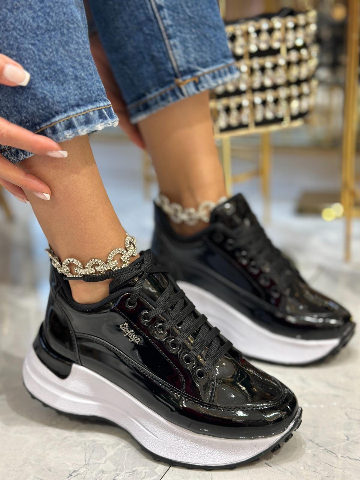 Sandip Yüksek Tabanlı Spor Ayakkabı Siyah - Spor Ayakkabı