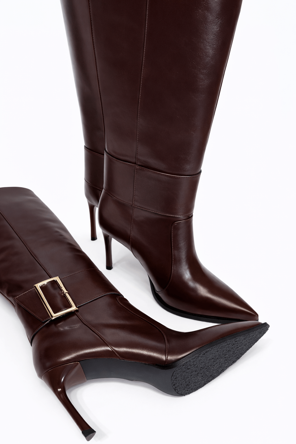 Serry İnce Topuklu Çizme Kahverengi - Topuklu Çizme