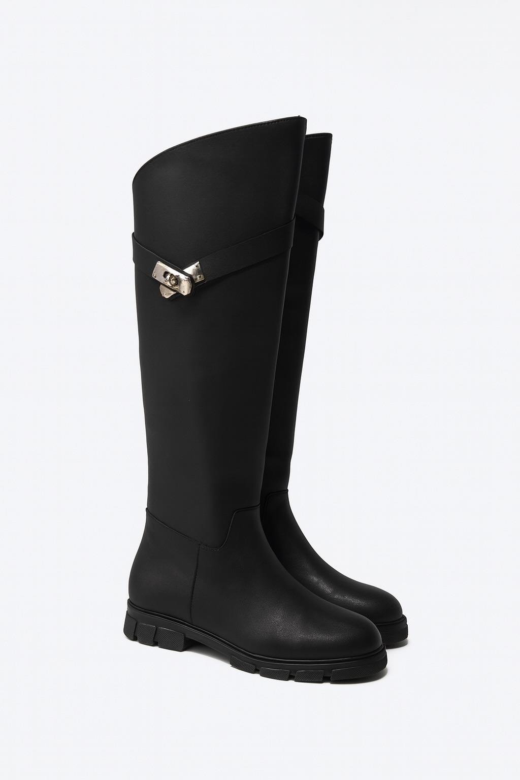 Seyya Çizme Siyah - Düz Çizme