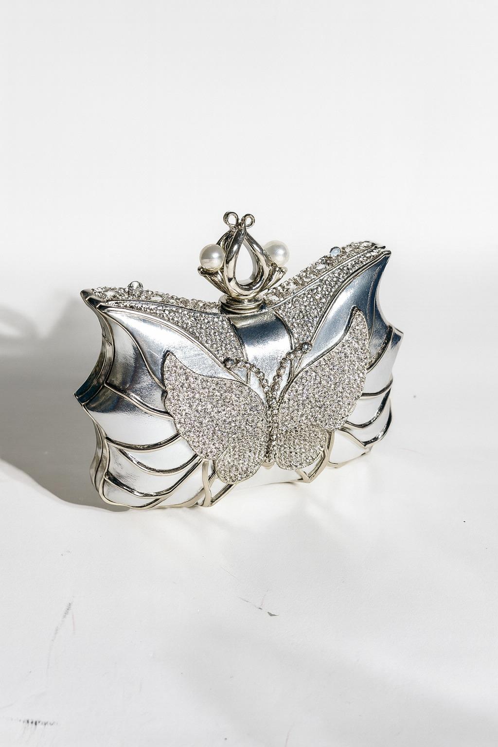 Silver Fly Taşlı Çanta - 