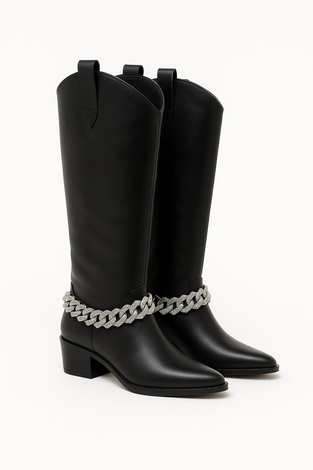 Silver Kovboy Tasarım Çizme Siyah - Özel Tasarım Çizme