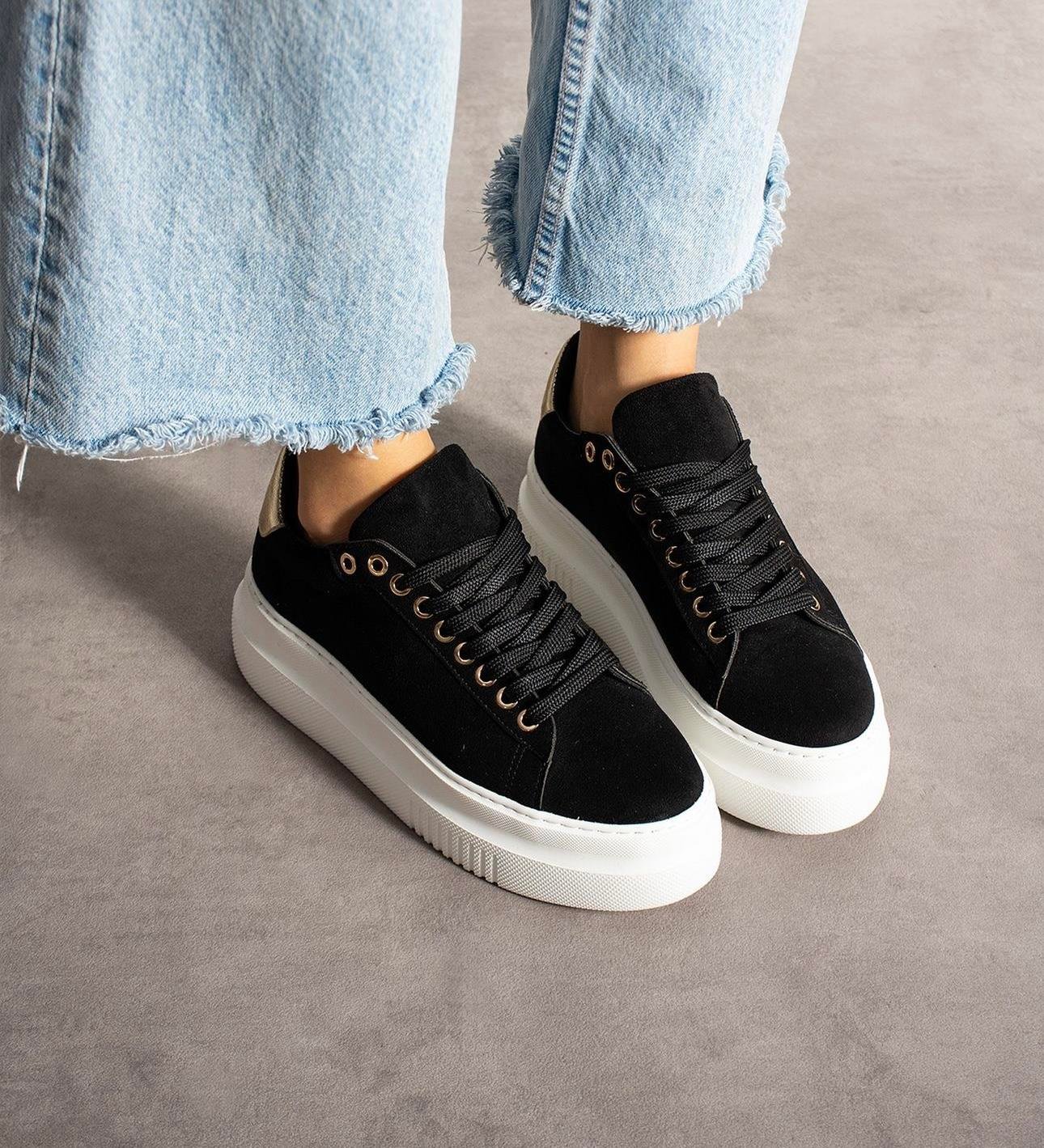 Sippi Süet Spor Ayakkabı Siyah - Spor Ayakkabı