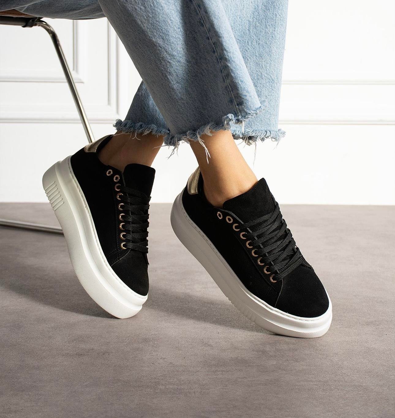 Sippi Süet Spor Ayakkabı Siyah - Spor Ayakkabı