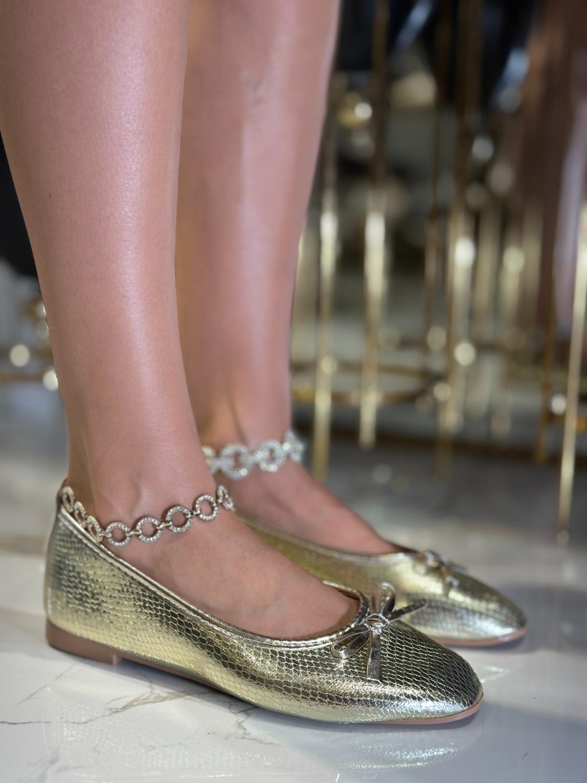 Sive Rugan Babet Gold - KADIN AYAKKABI