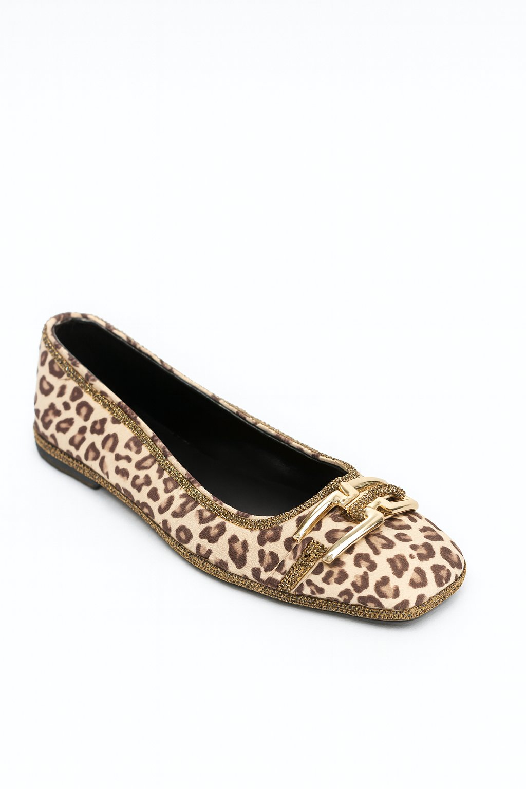 So Crystal 5 Taşlı Babet Leopar - Düz Babet