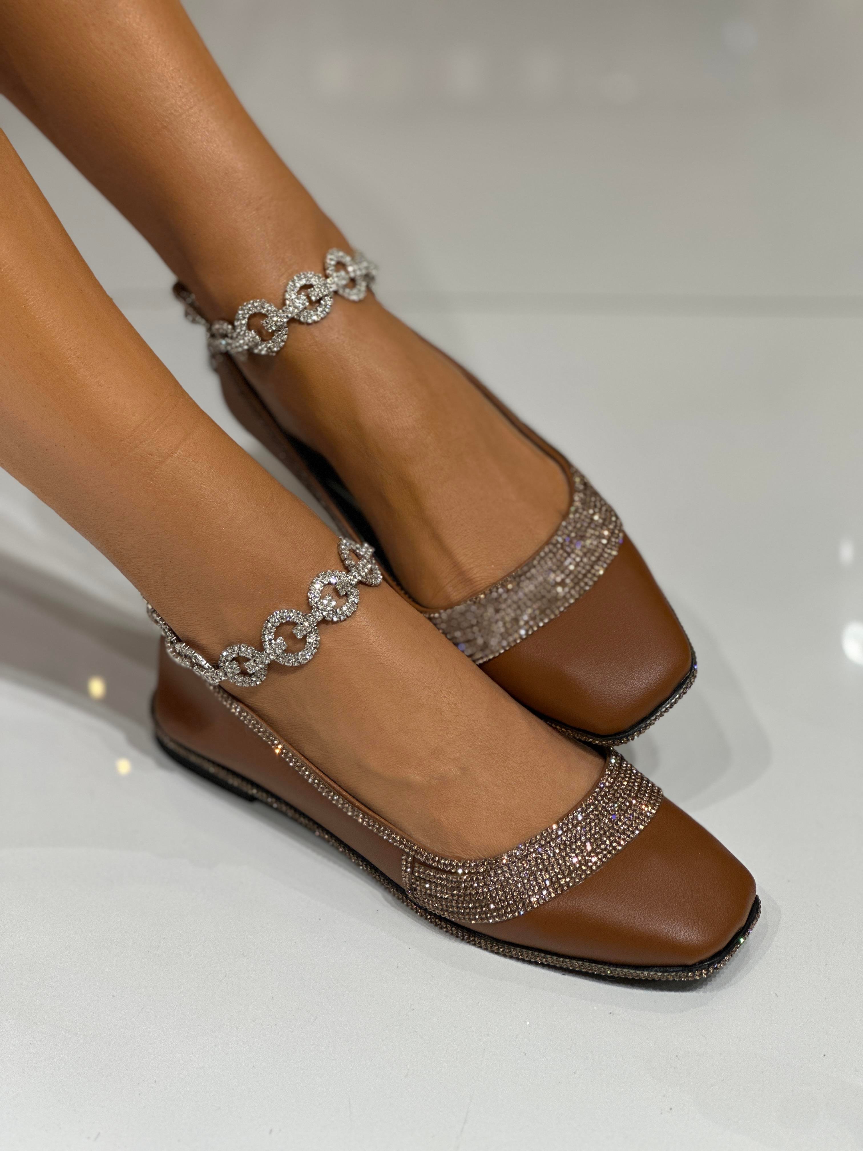 So Crystal Taşlı Babet Kahverengi - WOMAN SHOES