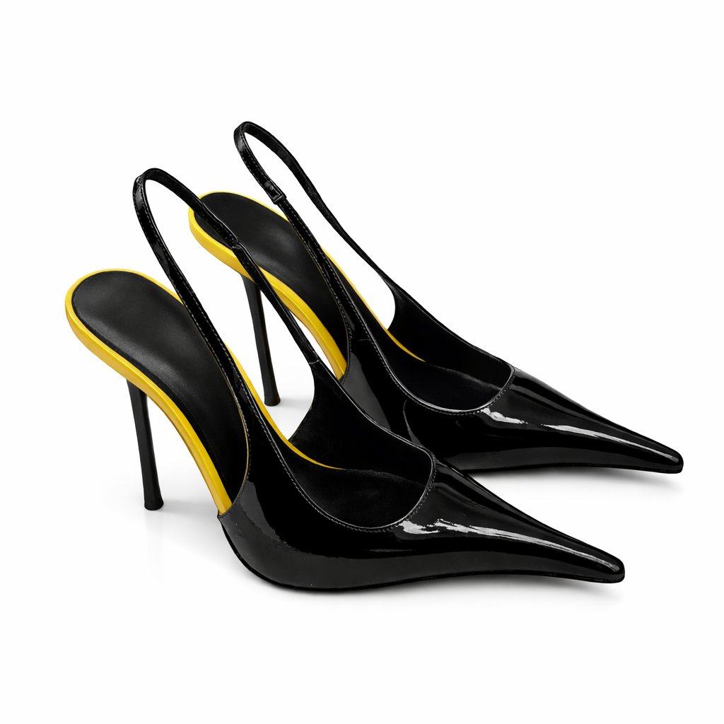 Soleil Rugan Slingback Stiletto Siyah - Stiletto