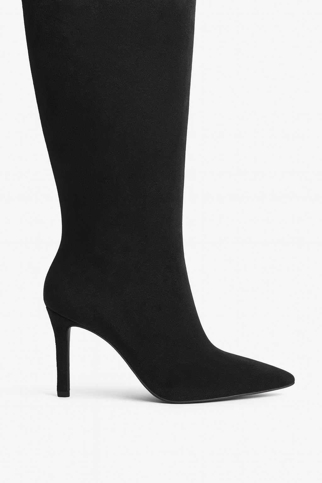 Strana Süet Diz Üstü İnce Topuklu Çizme Siyah - Topuklu Çizme