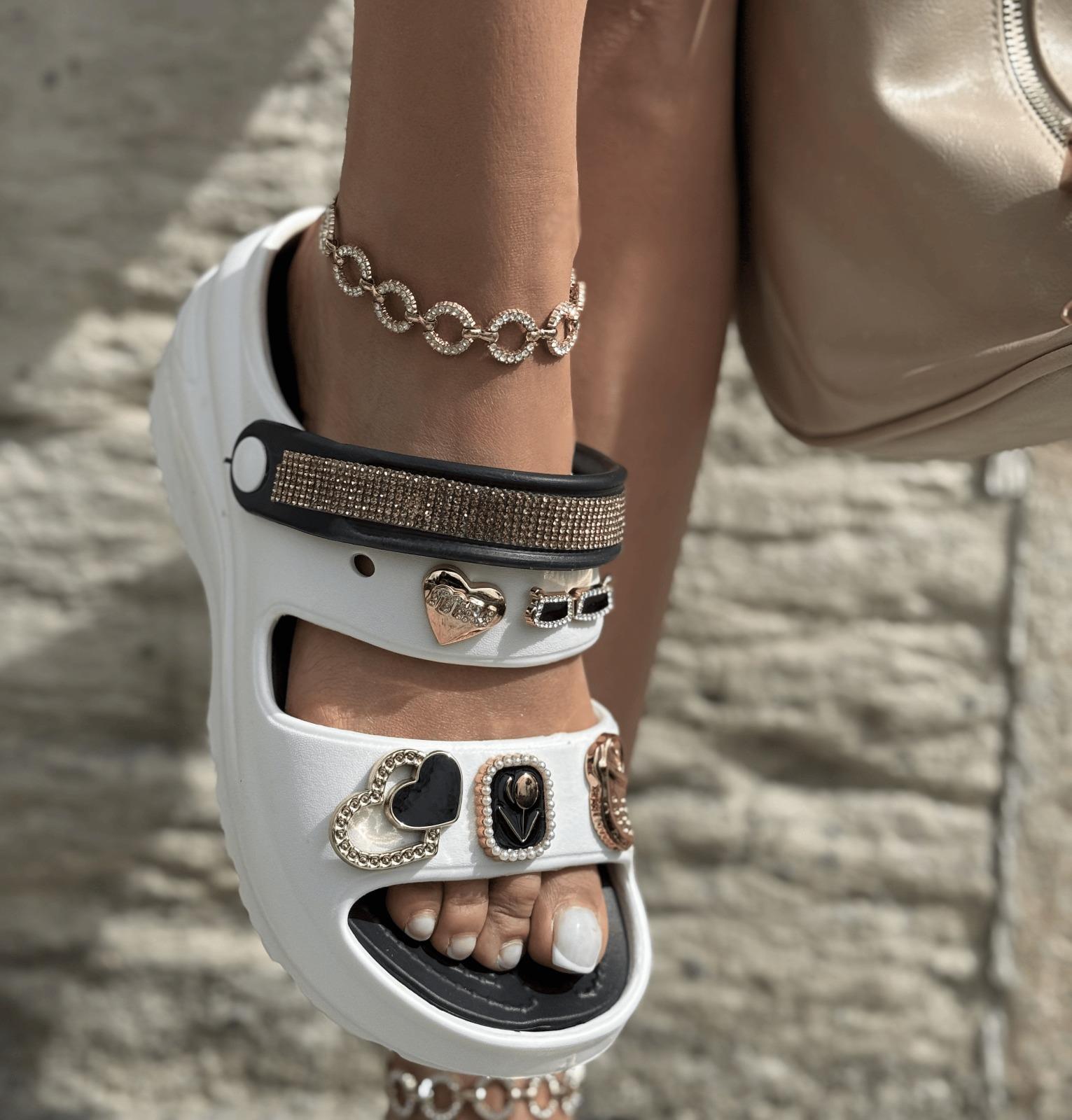 Sumeya Kristal Taşlı Sandalet Beyaz - KADIN AYAKKABI