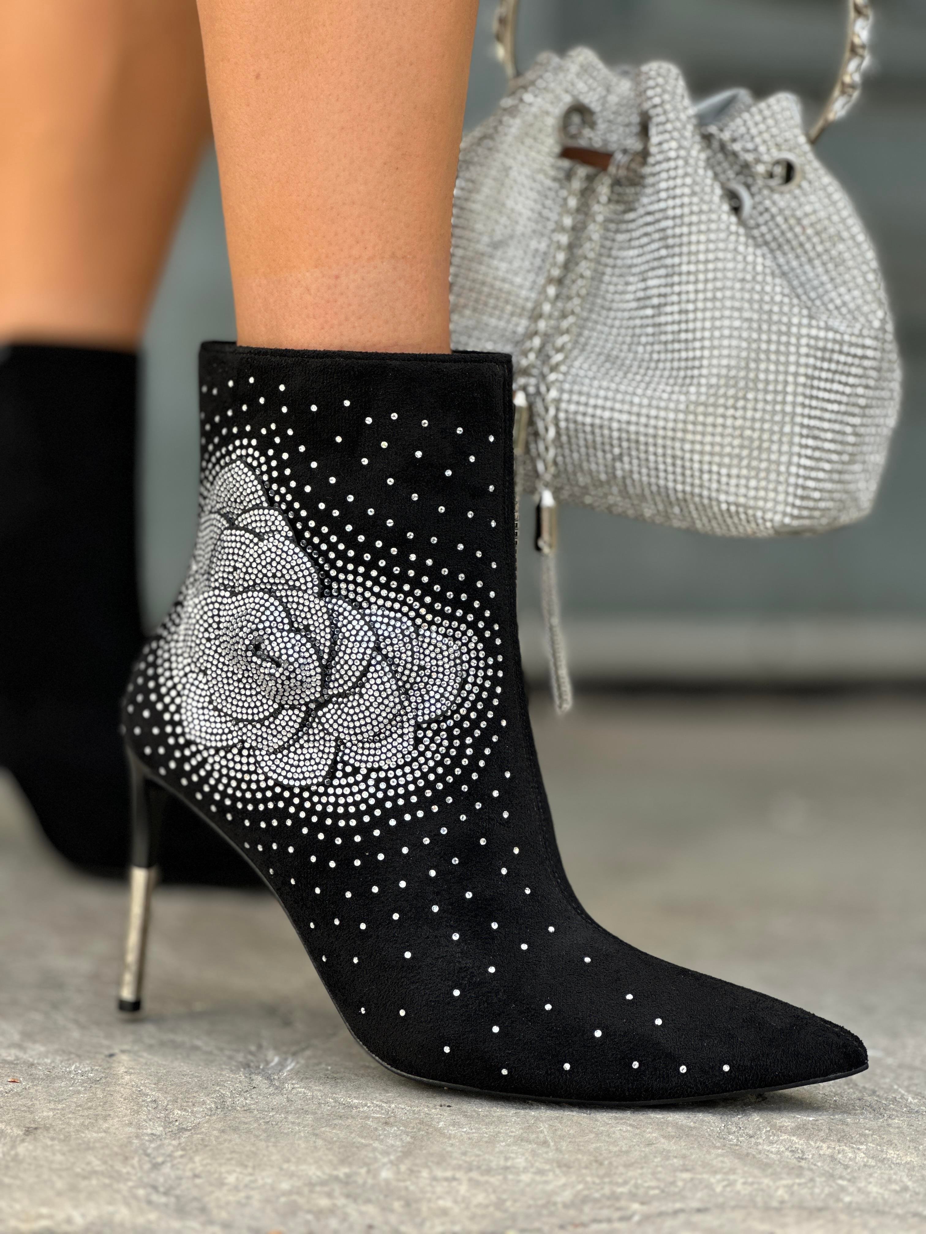 Summy Süet İnce Topuklu Bot Siyah - ANKLE BOOTS