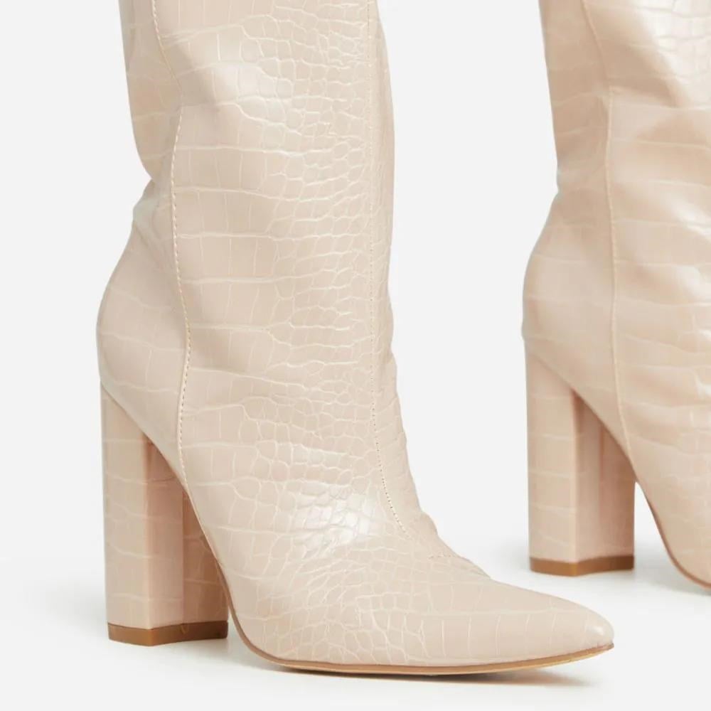 Talia Long Boot Beige - Topuklu Çizme