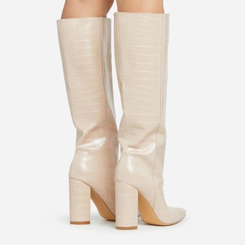 Talia Long Boot Beige - Topuklu Çizme