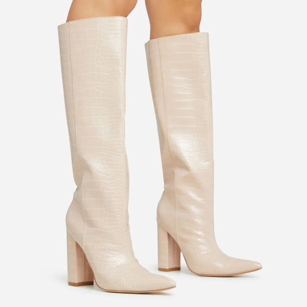 Talia Long Boot Beige - Topuklu Çizme
