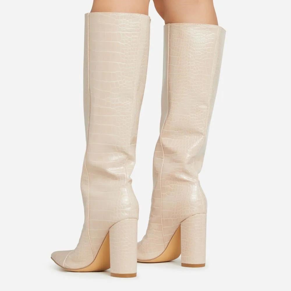 Talia Long Boot Beige - Topuklu Çizme