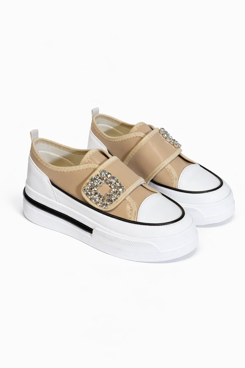 Taxim Özel Tasarım Yüksek Tabanlı Spor Ayakkabı Bej - Spor Ayakkabı