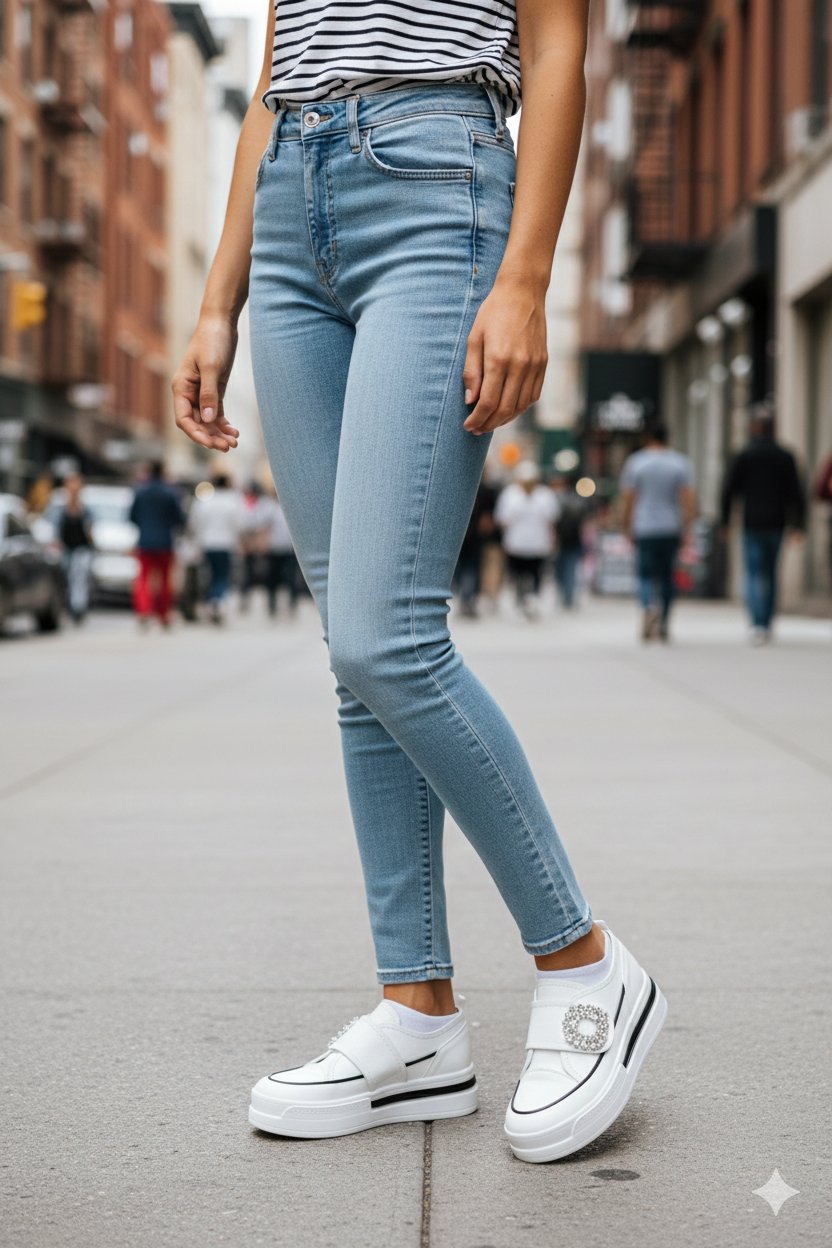 Taxim Özel Tasarım Yüksek Tabanlı Spor Ayakkabı Beyaz - Spor Ayakkabı