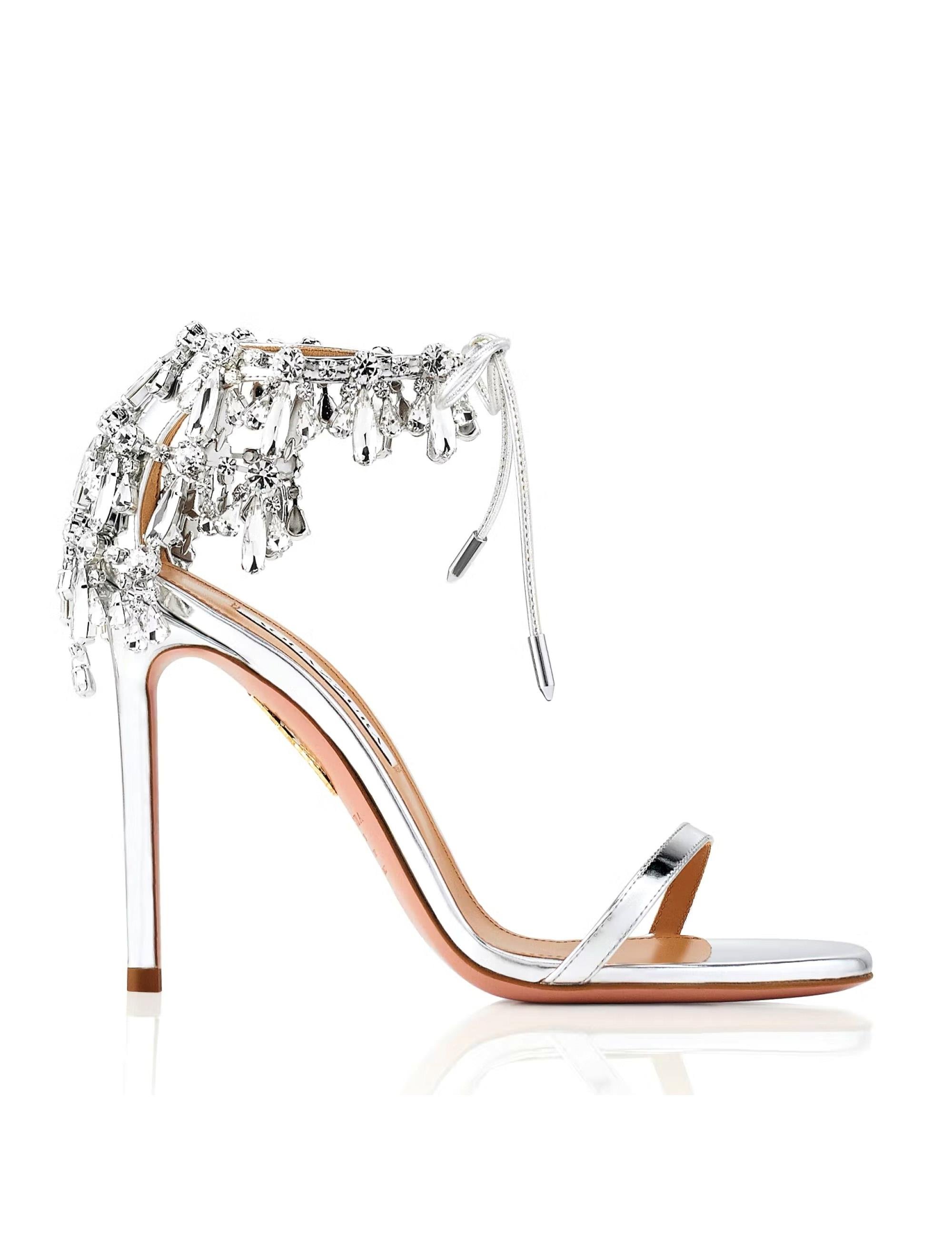 Theo Kristal Taşlı Topuklu Ayakkabı Gümüş - KADIN AYAKKABI 