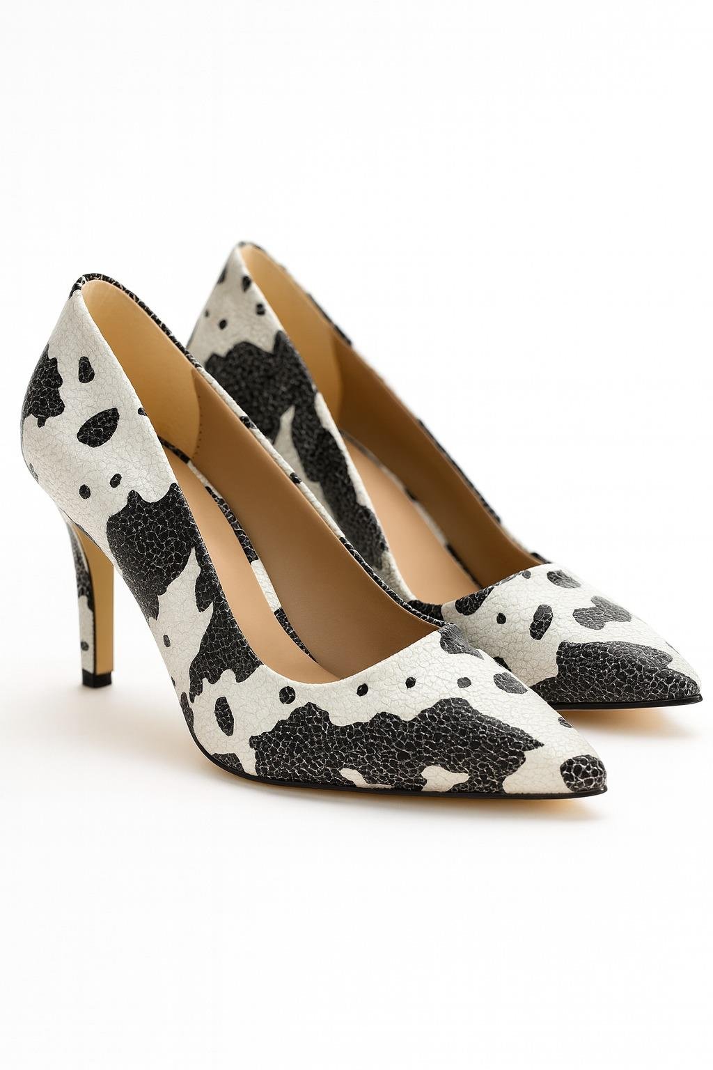 Trina Desenli Stiletto Siyah Beyaz - WOMAN SHOES