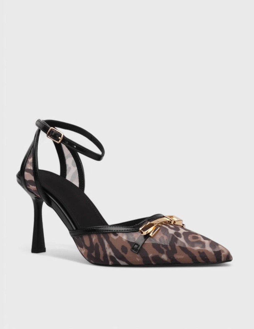 Uday Şampanya Topuk Stiletto Leopar - WOMAN SHOES