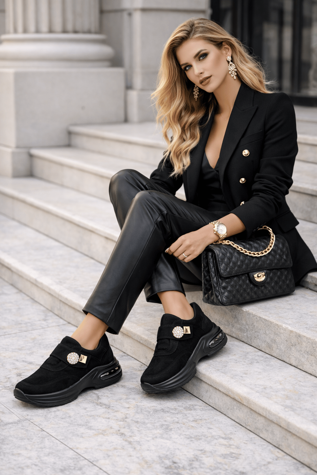 Urban Chic Süet Spor Ayakkabı Siyah - Spor Ayakkabı