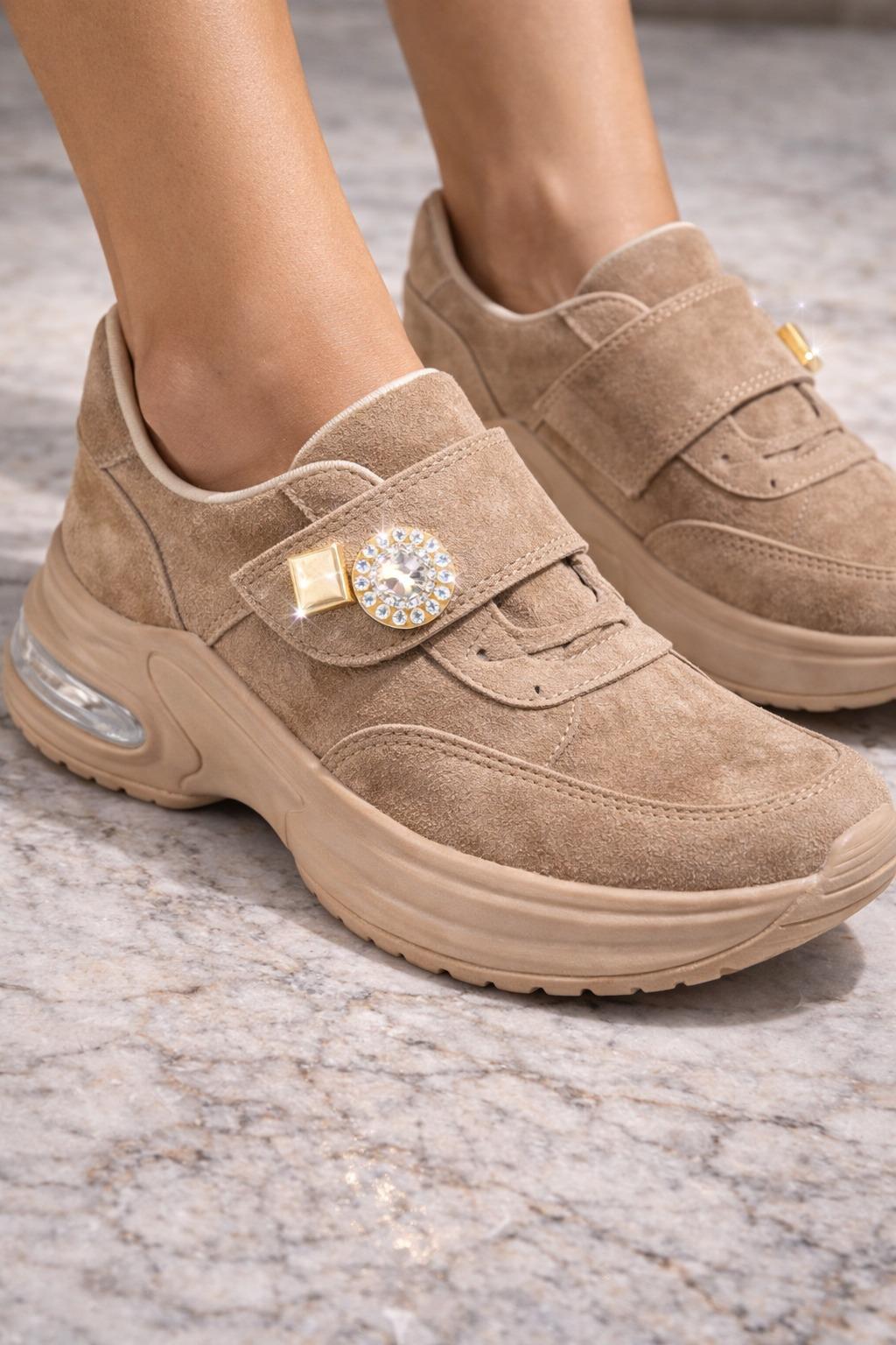 Urban Chic Süet Spor Ayakkabı Vizon - Spor Ayakkabı