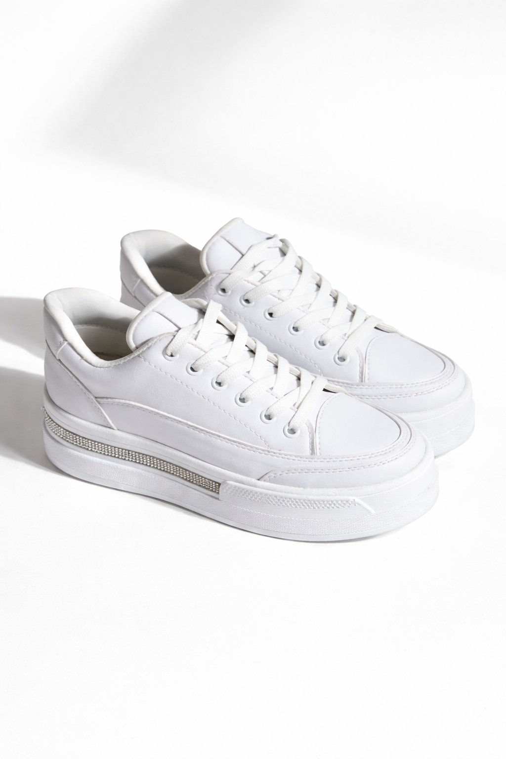 Usare Yüksek Tabanlı Keten Spor Ayakkabı Beyaz - Spor Ayakkabı