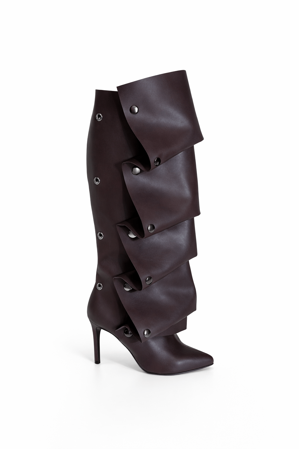 Valancia İnce Topuklu Çizme Kahverengi - Topuklu Çizme