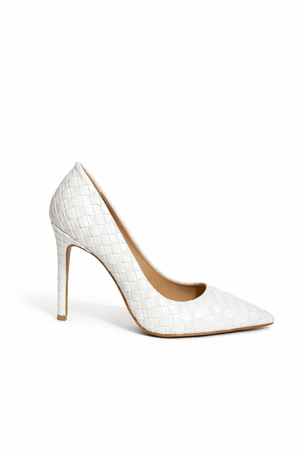 Valeria El Örgüsü Deri Stiletto Beyaz - Stiletto
