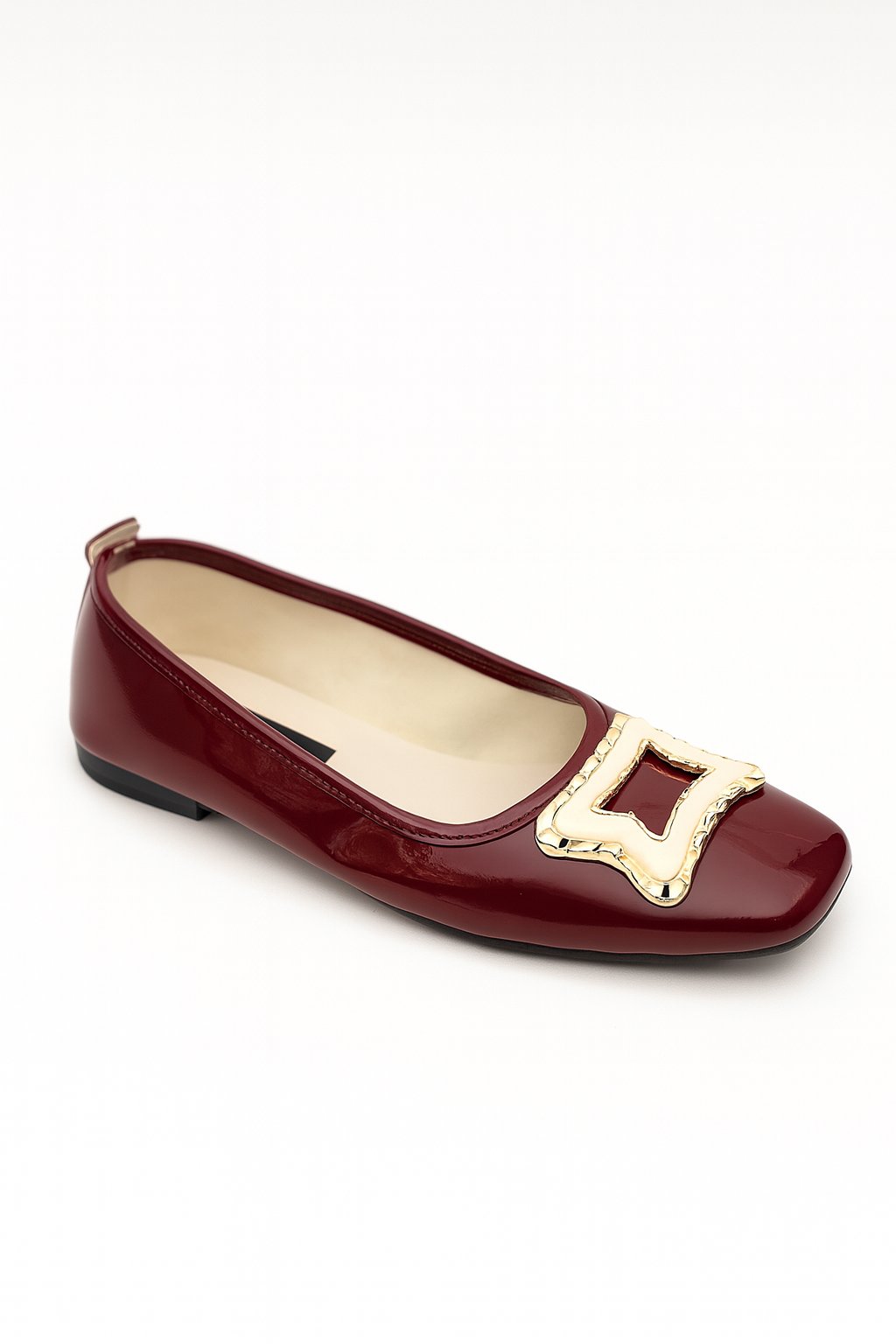 Valment Tokalı Rugan Babet Bordo - WOMAN SHOES