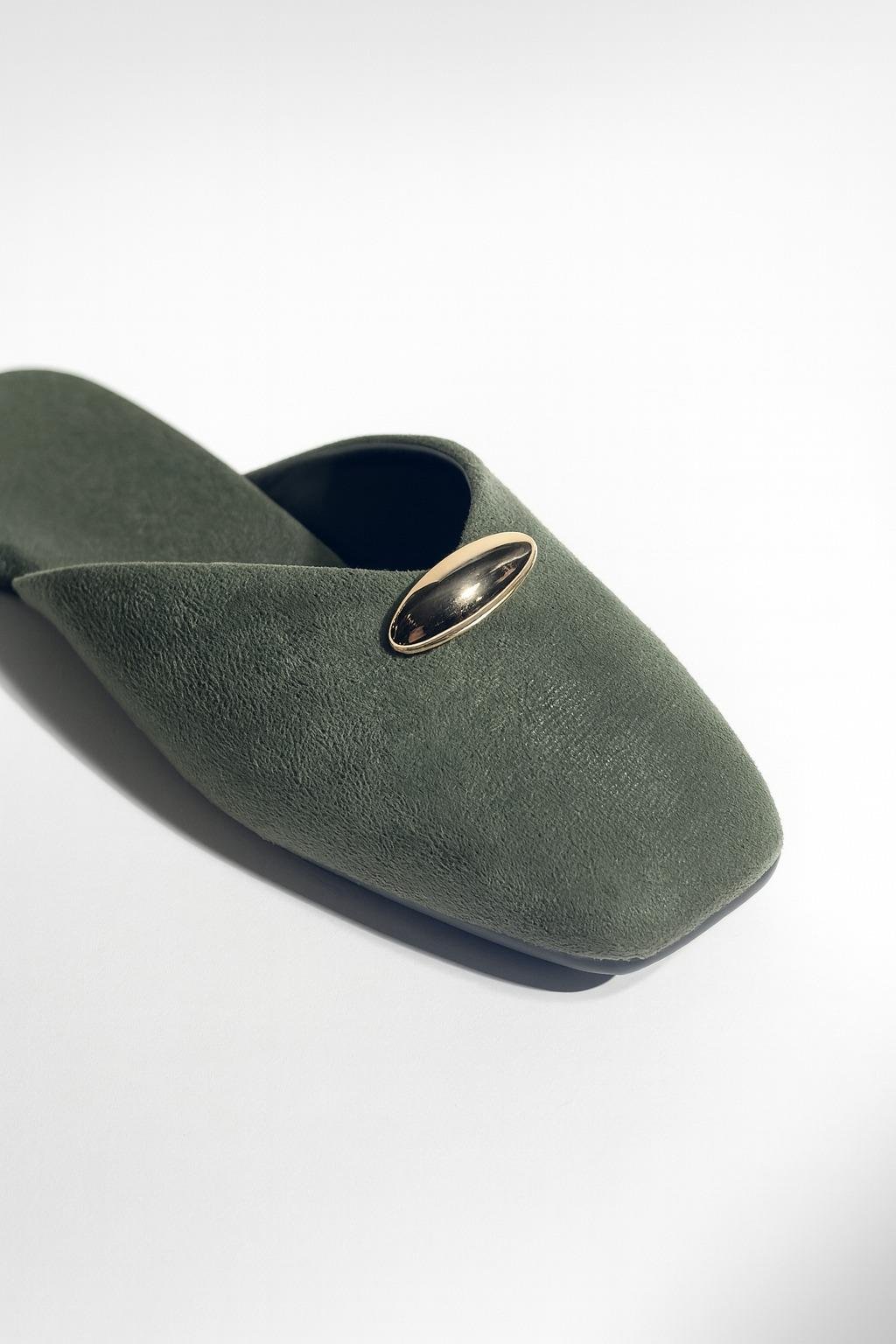 Velora Süet Terlik Yeşil - Kışlık Terlik