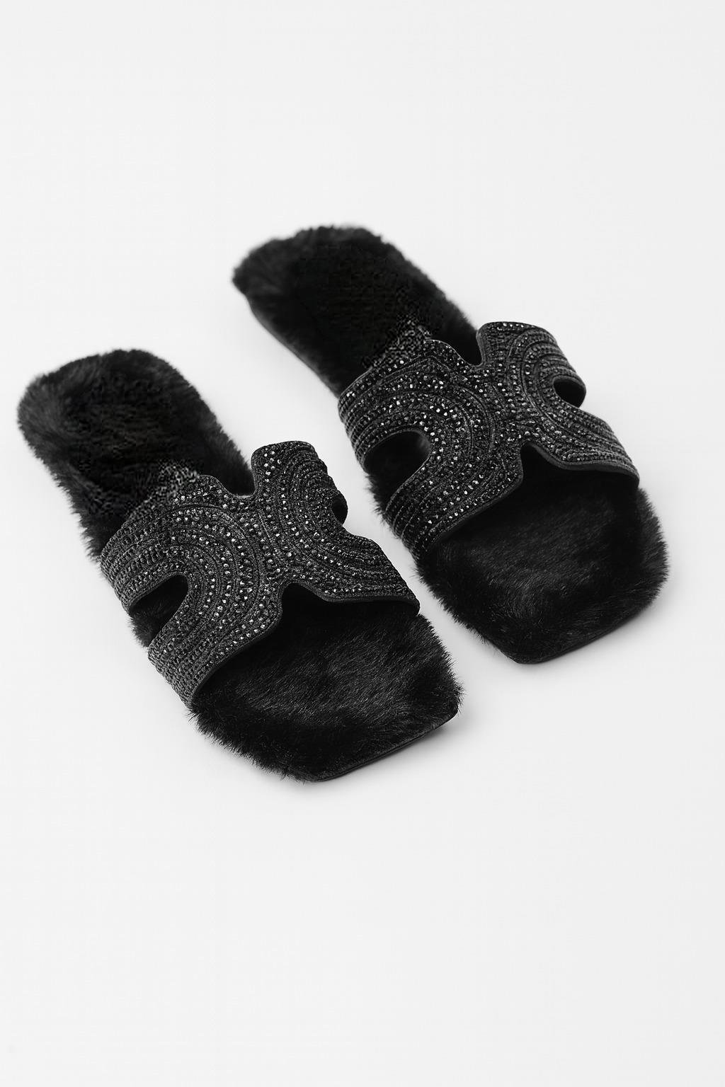 Vety Tüylü Terlik Siyah - 