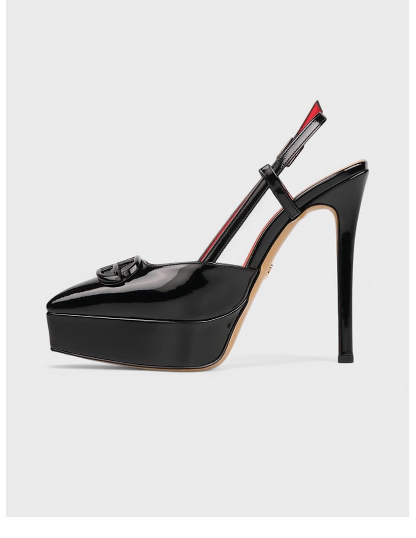 Vola Platform Topuklu Özel Tasarım Stiletto Siyah - KADIN AYAKKABI