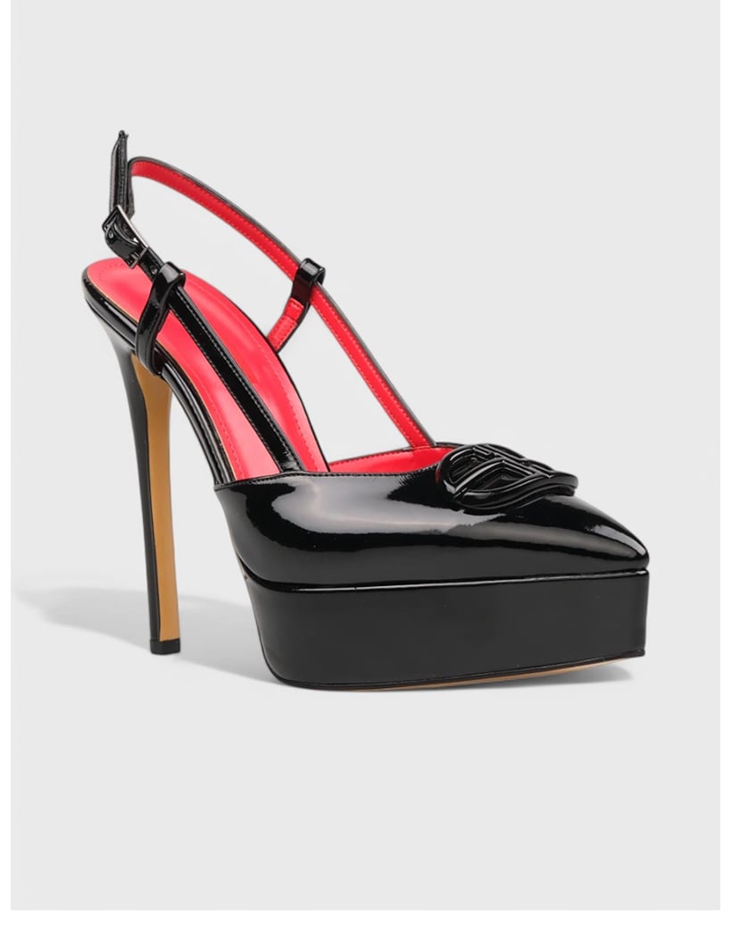 Vola Platform Topuklu Özel Tasarım Stiletto Siyah - KADIN AYAKKABI