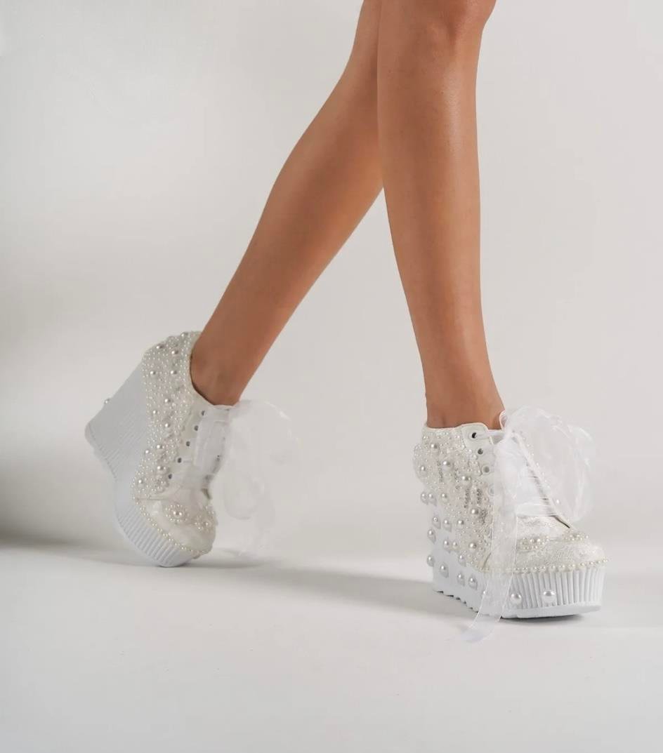 Weed Yüksek Taban Spor Ayakkabı Beyaz - KADIN AYAKKABI