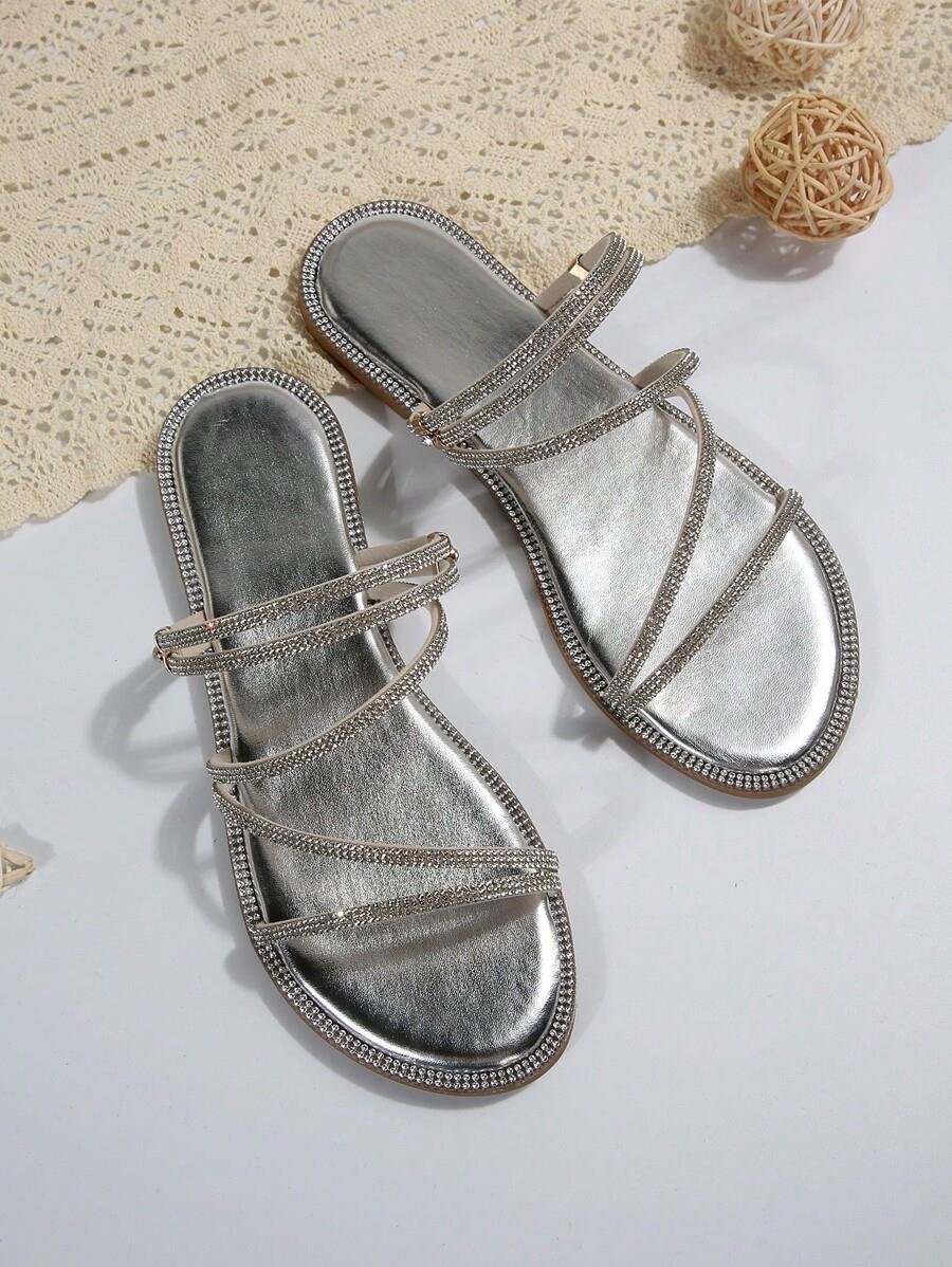 Yiana Kristal Taşlı Terlik Gümüş - WOMAN SHOES