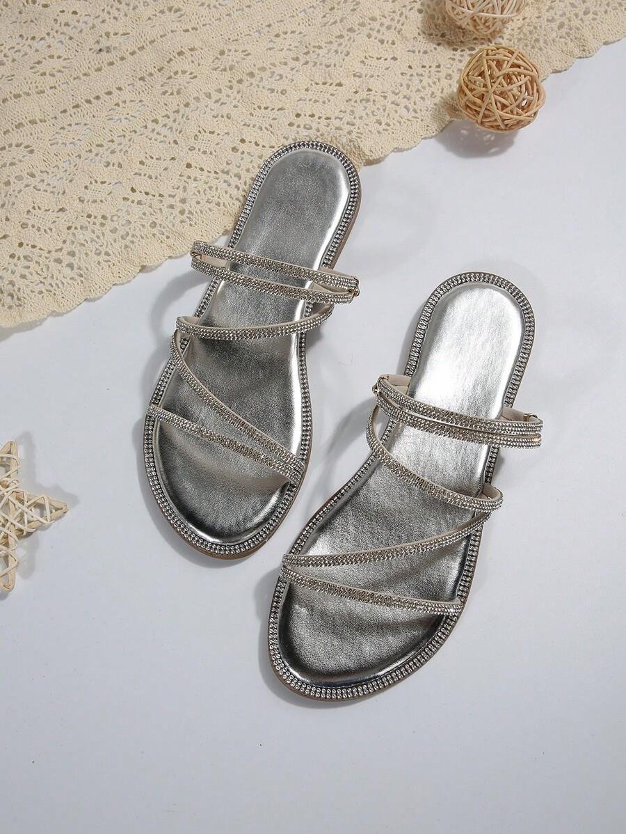 Yiana Kristal Taşlı Terlik Gümüş - WOMAN SHOES