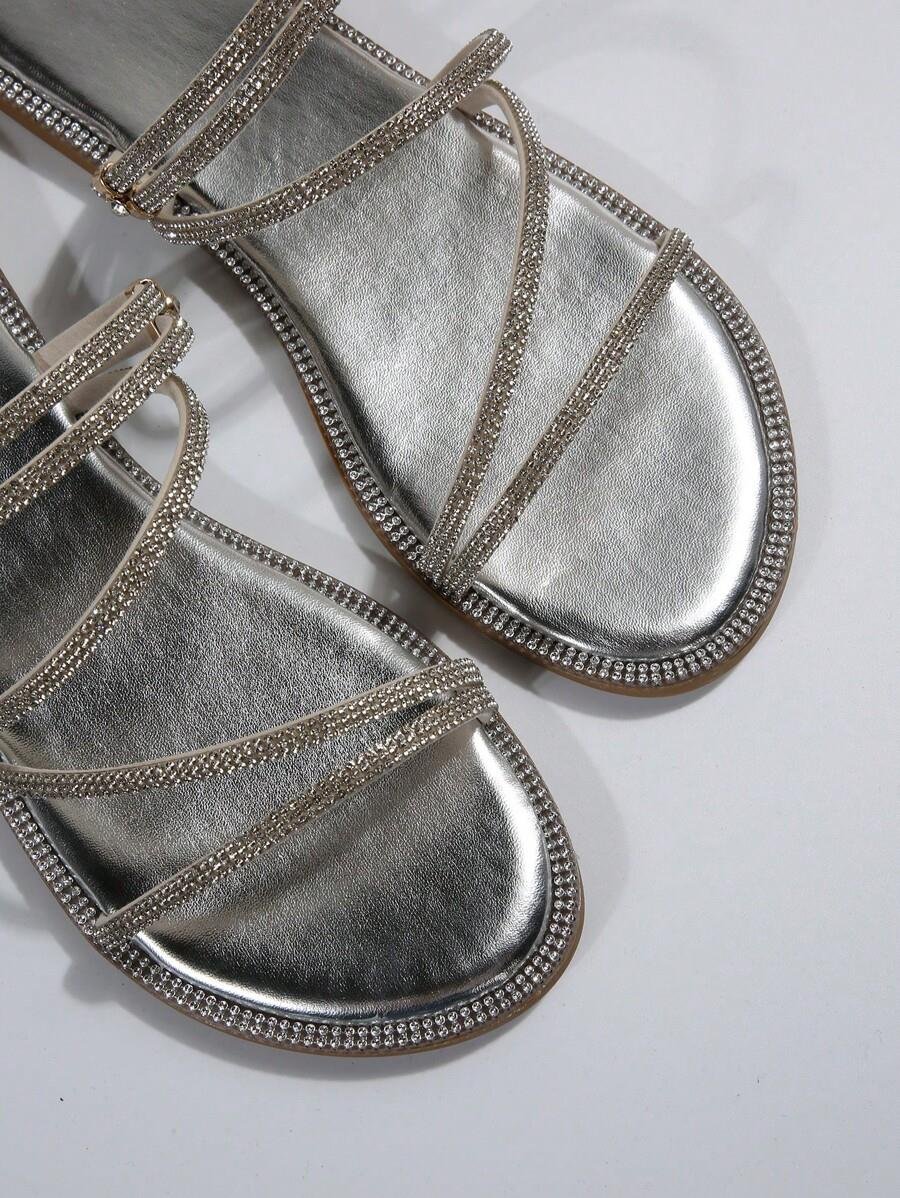 Yiana Kristal Taşlı Terlik Gümüş - WOMAN SHOES