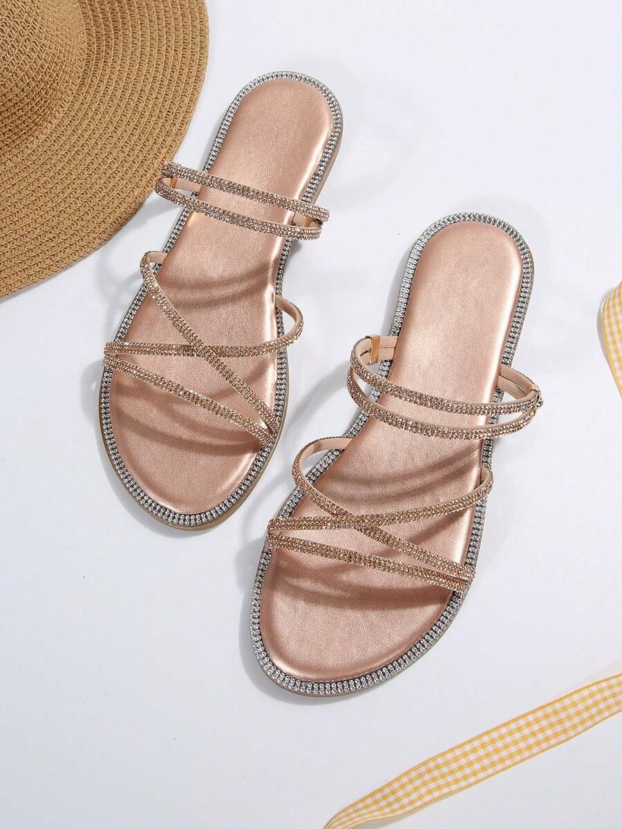 Yiana Kristal Taşlı Terlik Şampanya - WOMAN SHOES