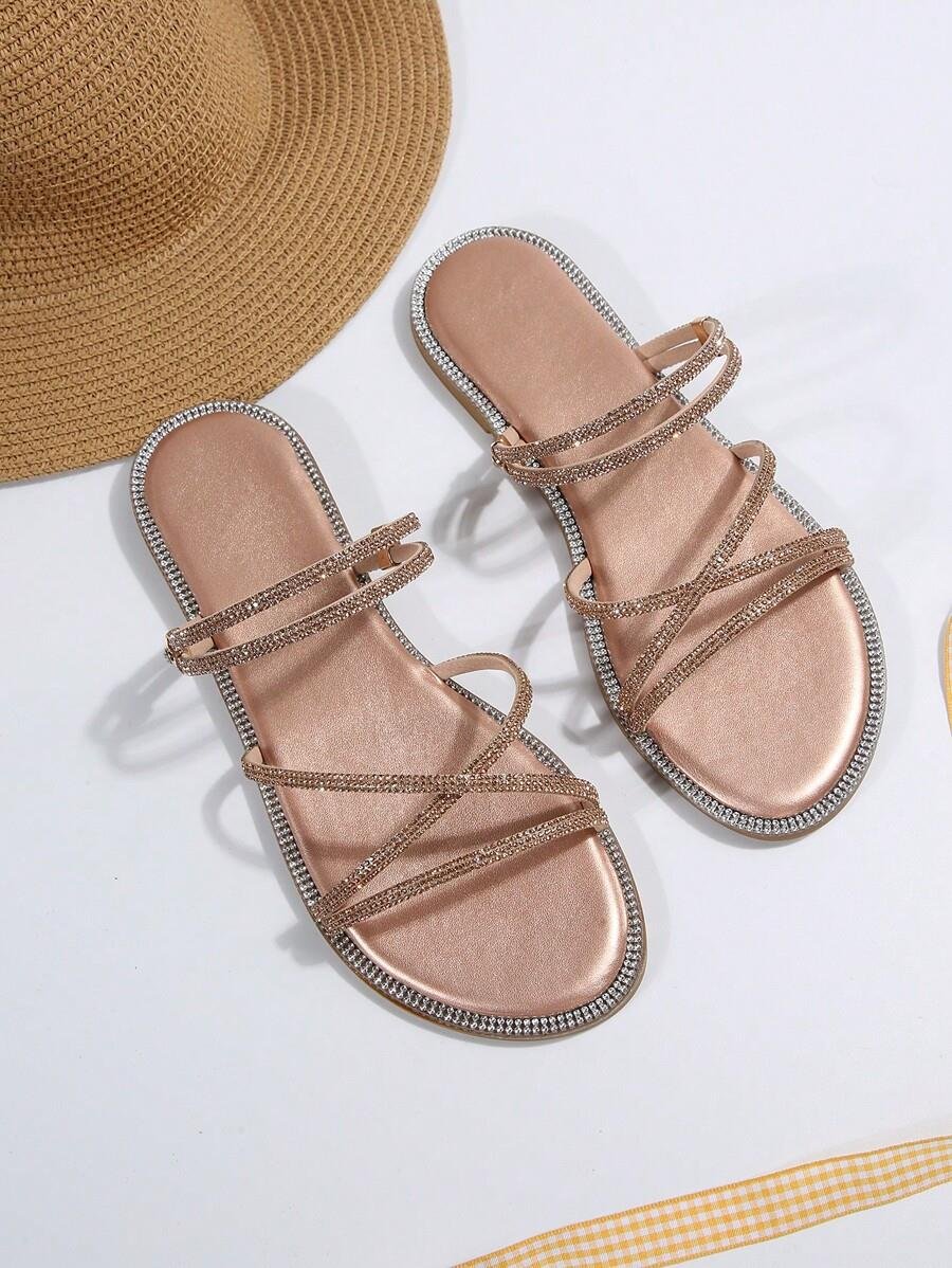 Yiana Kristal Taşlı Terlik Şampanya - WOMAN SHOES