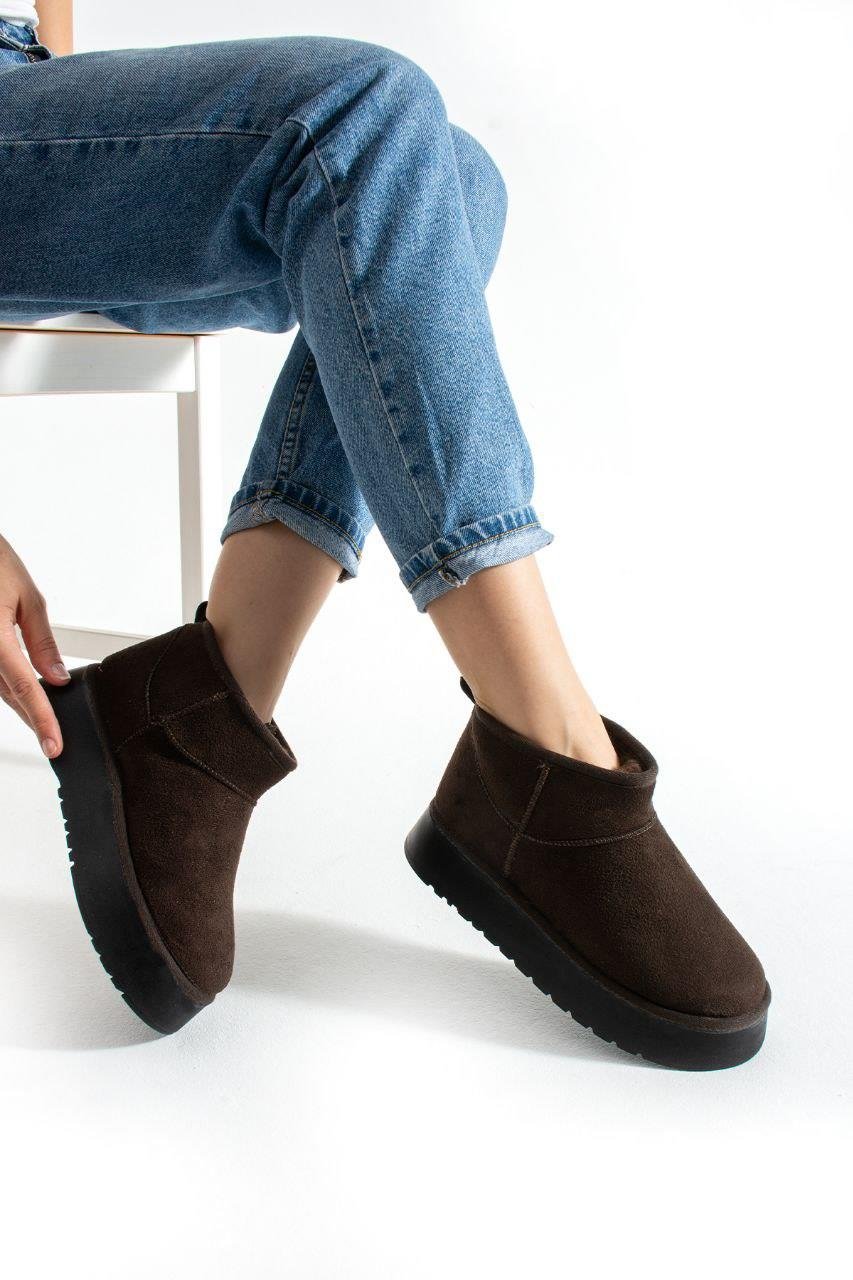 Yora Süet Bot Kahverengi - Düz Bot