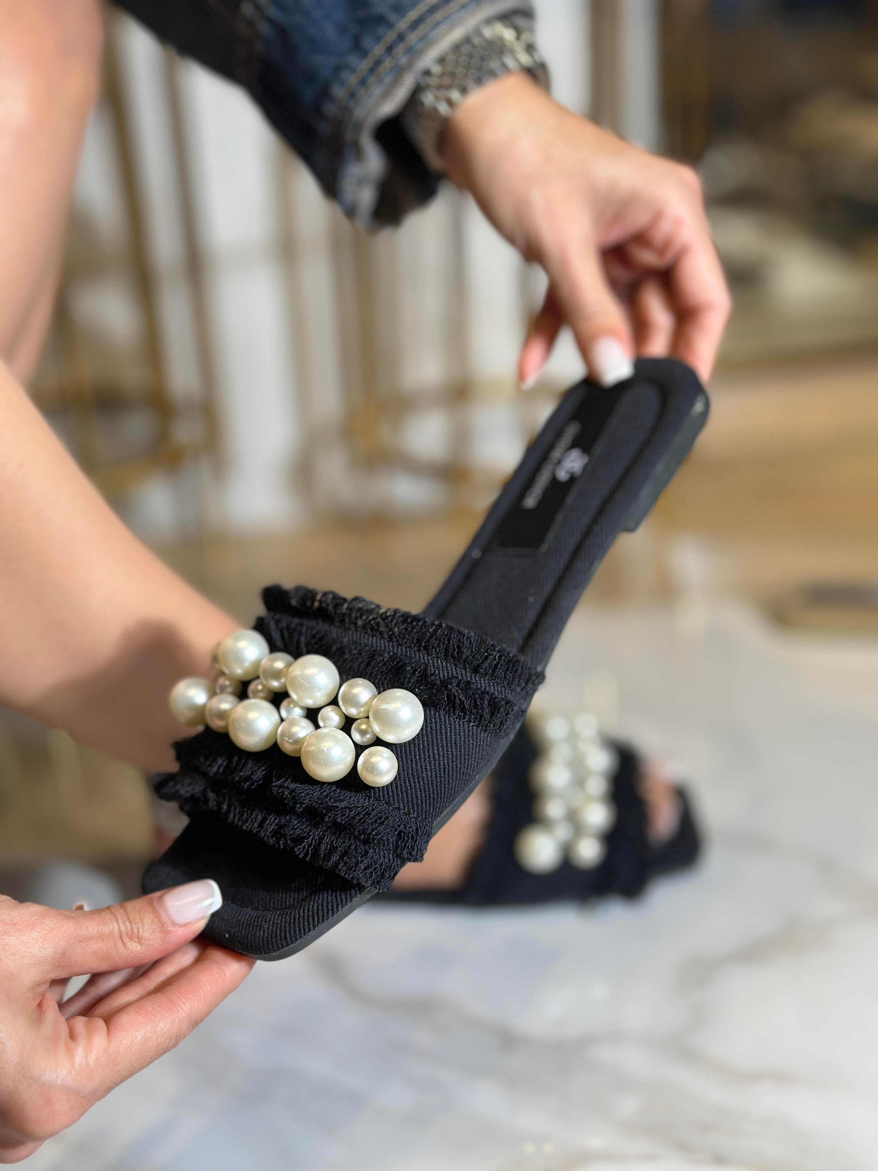 Yusen Kristal Taşlı Terlik Siyah - KADIN AYAKKABI