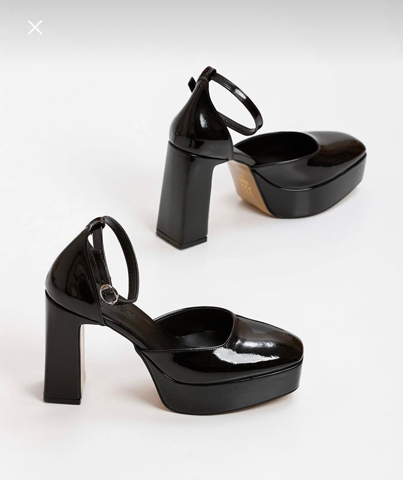 Ywon  Rugan Topuklu Ayakkabı Siyah - KADIN AYAKKABI