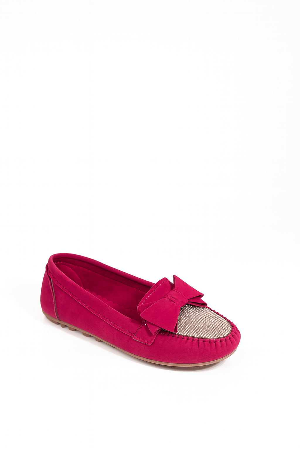 Zaza Kristal Taşlı Süet Babet Pembe - KADIN AYAKKABI