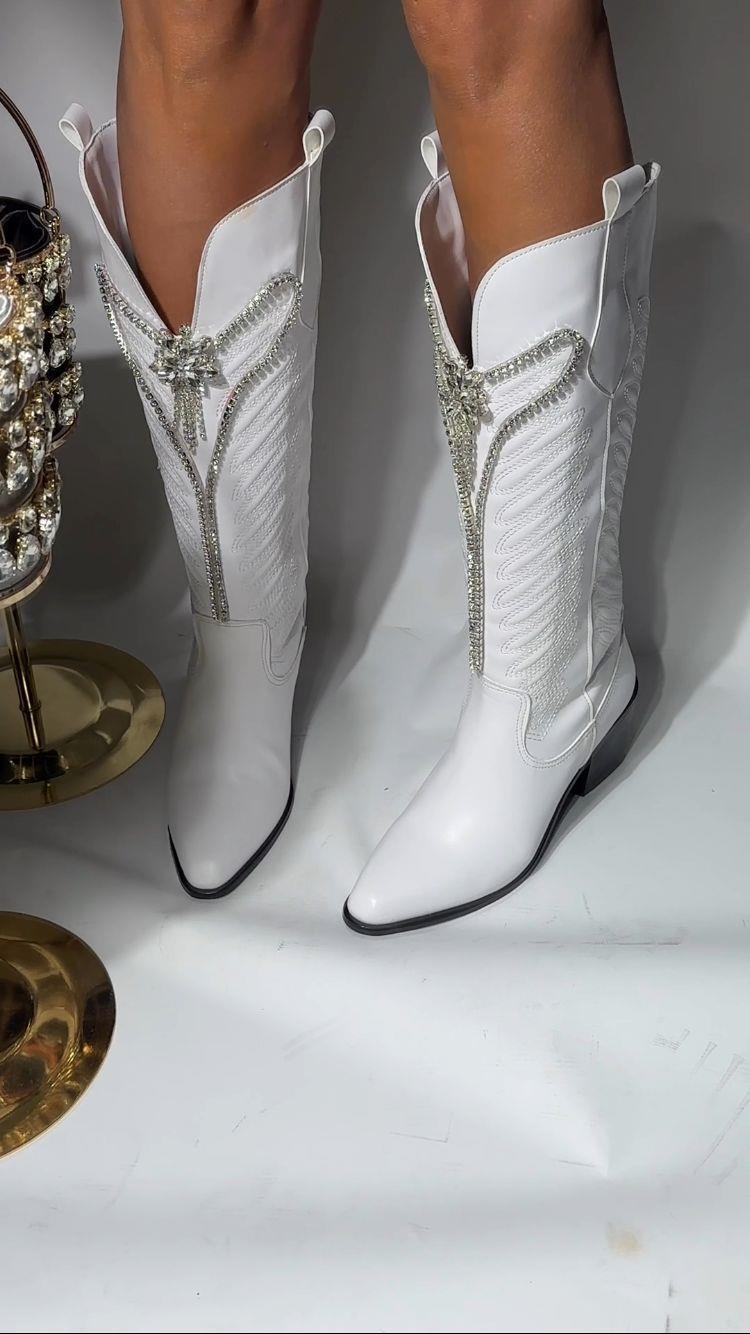 Zazs Özel Tasarım Kovboy Çizme Beyaz - ÇİZME