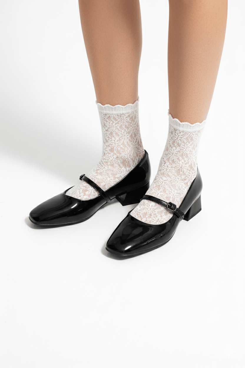 Zelda Topuklu Rugan Babet Siyah - 