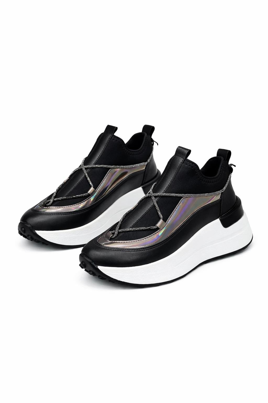 Zunni Kristal Taşlı Özel Tasarım Spor Ayakkabı Siyah - Spor Ayakkabı