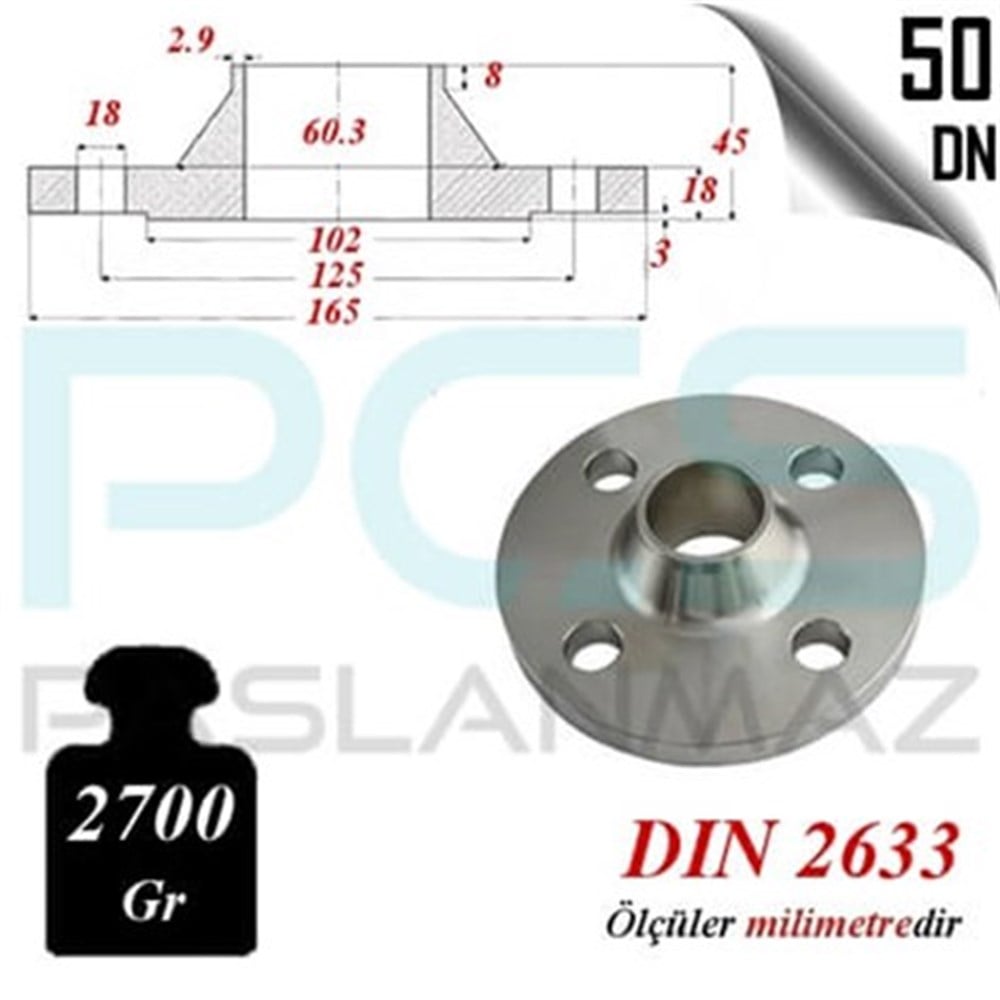 PASLANMAZ ÇELİK 304 KALİTE BOYUNLU FLANŞ