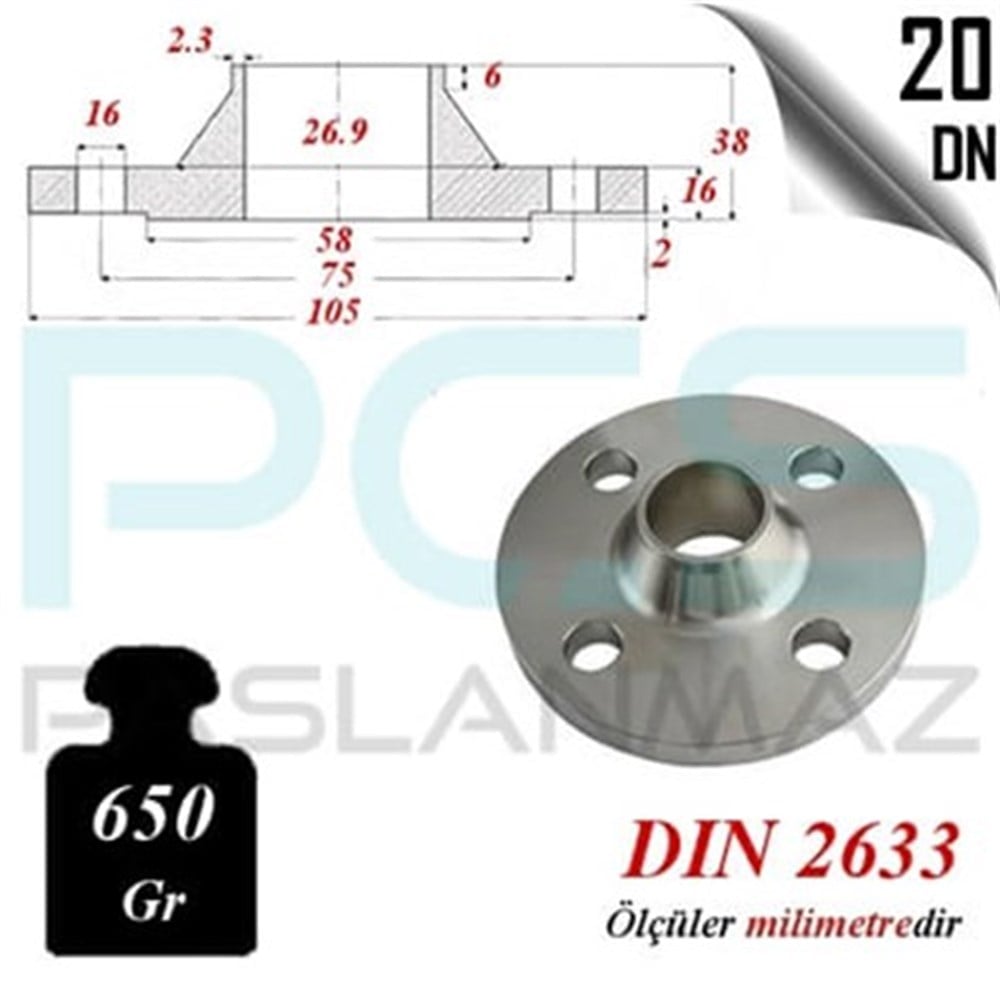PASLANMAZ ÇELİK 304 KALİTE BOYUNLU FLANŞ